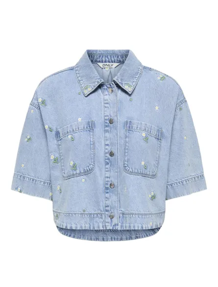 ONLCLEO SS EMBROI CROP DNM SHIRT PIM