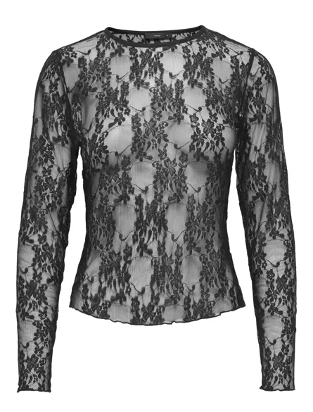 PGVIBE L/S O-NECK LACE TOP JRS