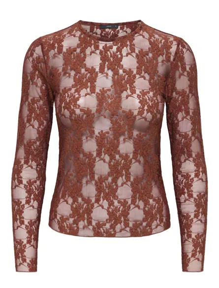 PGVIBE L/S O-NECK LACE TOP JRS