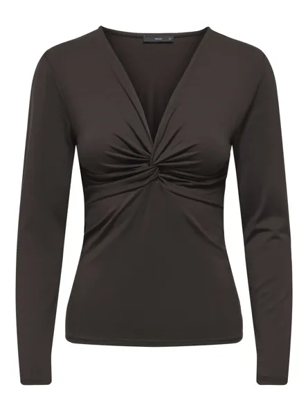 ONLLONE Top med V-hals og smalt monterede ærmer