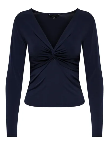 ONLLONE Top med V-hals og smalt monterede ærmer