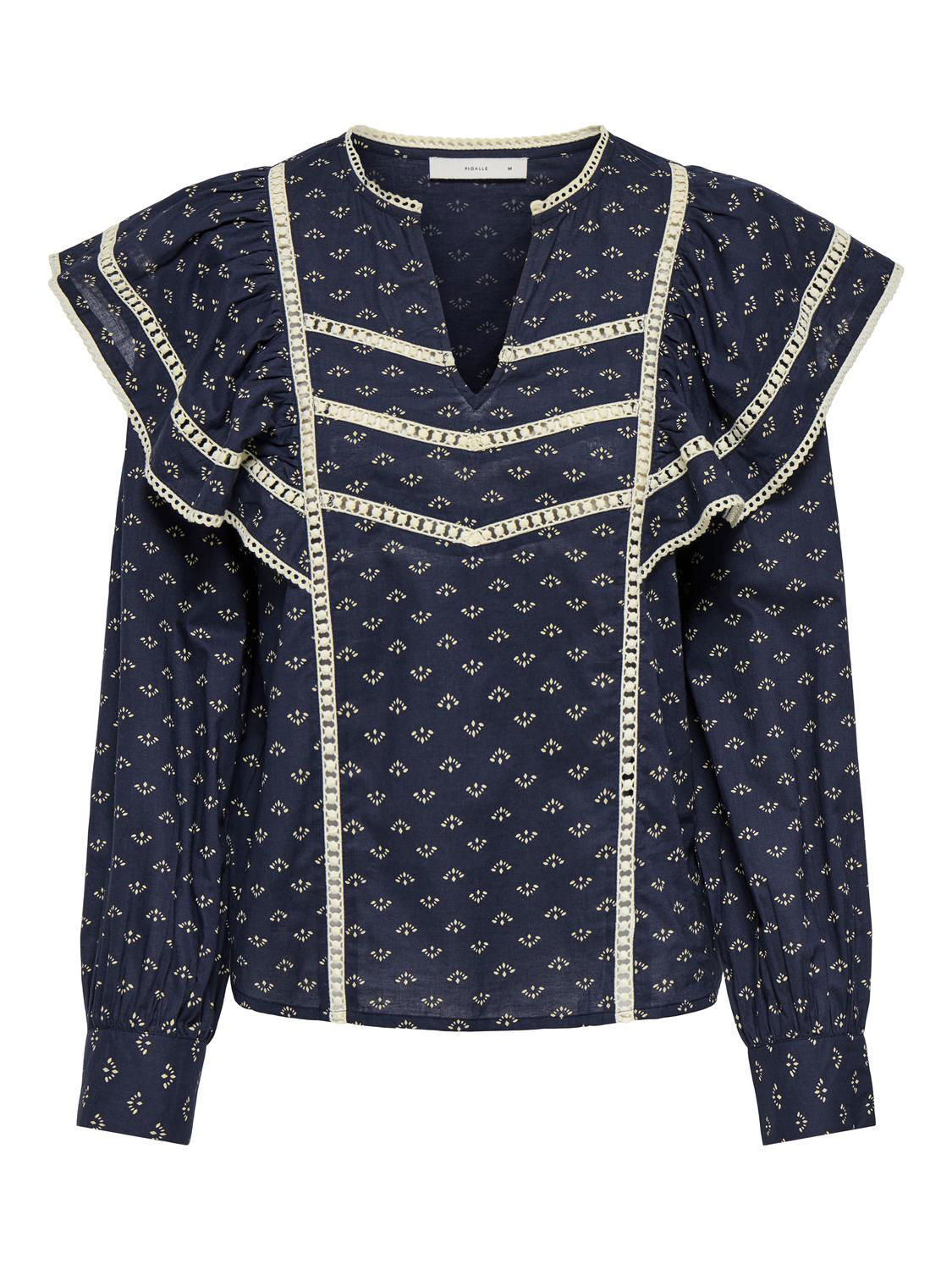 PGPUNJA Bluse med Flæser og Regular Fit