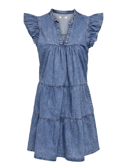 ONLSHANIA S/L FRILL SHORT DNM DRESS AKM