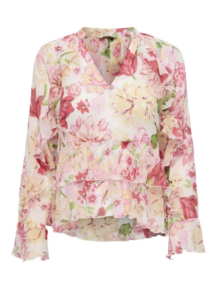 PGBLOSSOM LIFE L/S FRILL TOP WVN