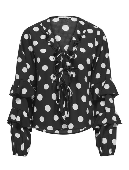 PGNEW HANNE LIFE L/S FRILL TOP WVN