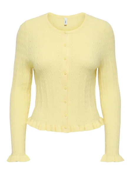 ONLIBI LS O-NECK FRILL CARDI EX KNT