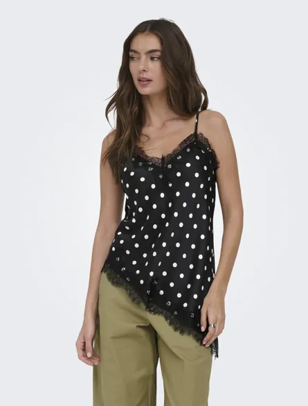 ONLBELLA STRAP SATIN LACE TOP WVN EX
