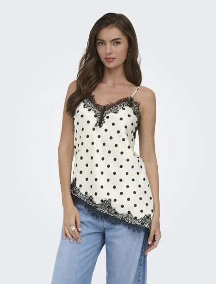ONLBELLA STRAP SATIN LACE TOP WVN EX