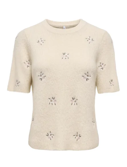 ONLOLIVIA 2/4 O-NECK EMBROIDERY EX KNT