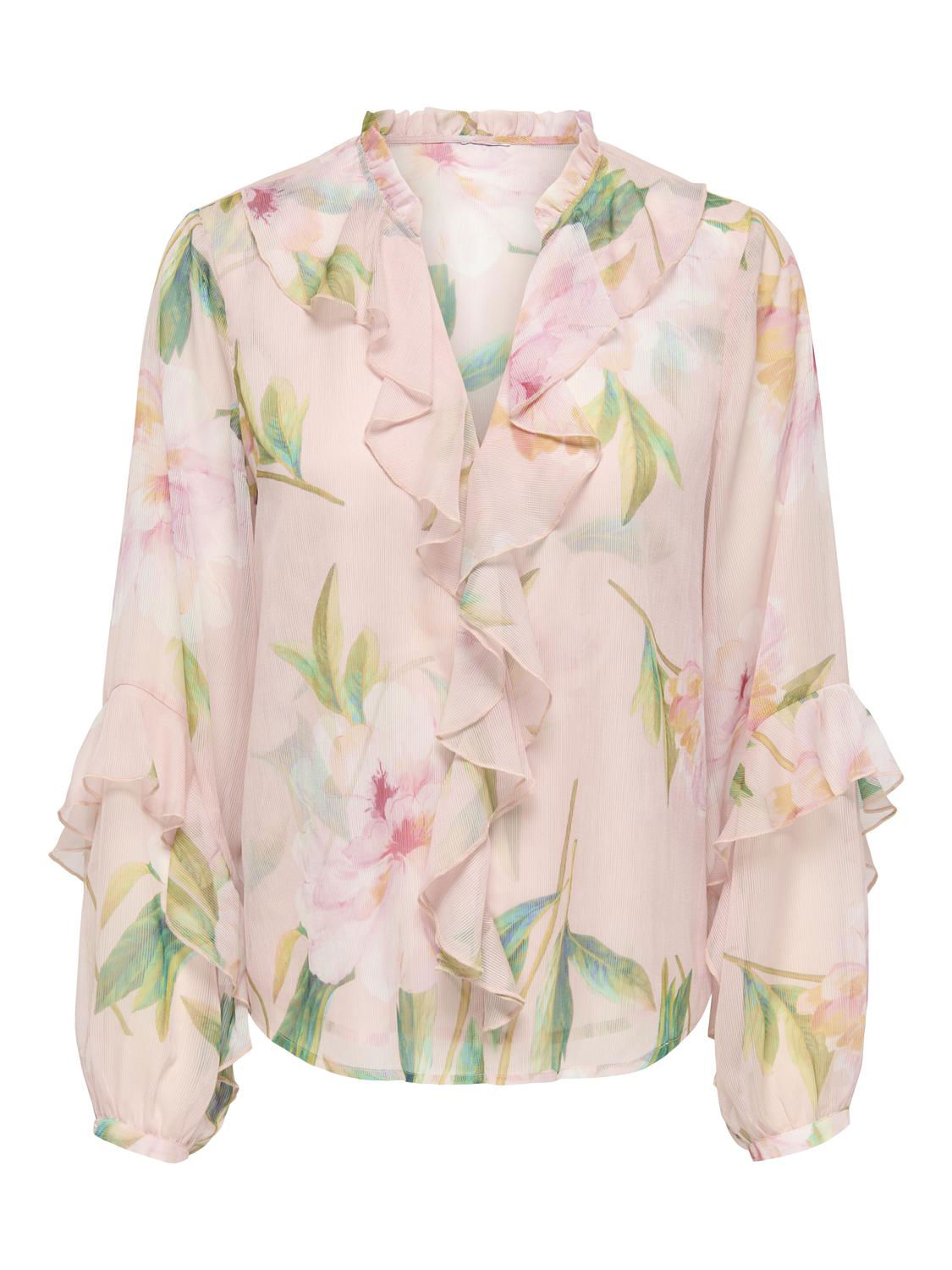 STURAKAS L/S AOP FLOUNCE TOP WVN