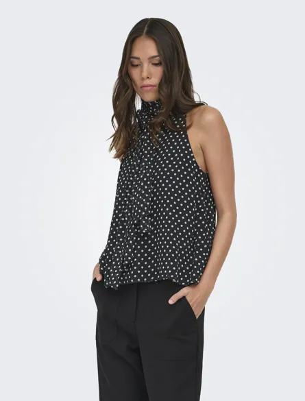 JDYPOLKA S/L HALTERNECK TOP WVN EXP