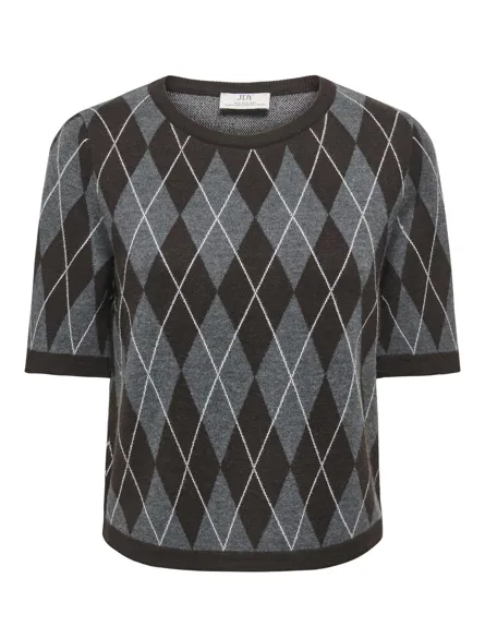 JDYMAGGY S/S ARGYLE PULLOVER KNT
