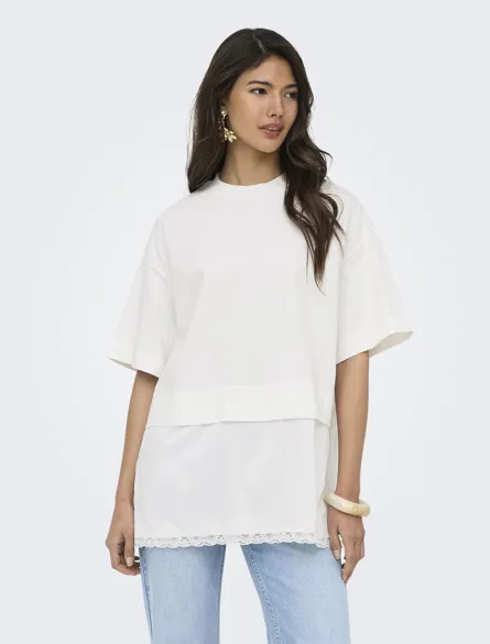 ONLMEXA S/S TEE LACE TOP WVN