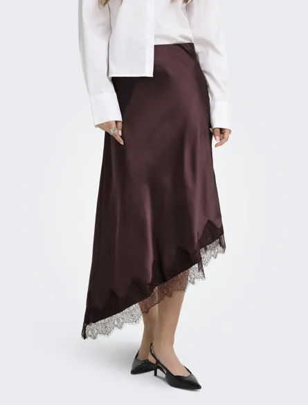 ONLBELLA SLANTED SATIN LACE SKIRT WVN