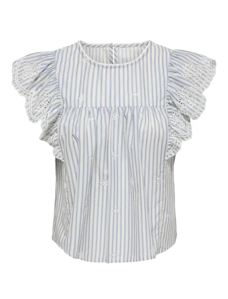 STUSEVILLA S/L EMB FLOUNCE TOP WVN