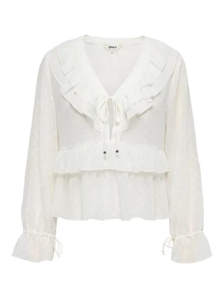 ONLYUNA L/S DOBBY TIE BLOUSE WVN