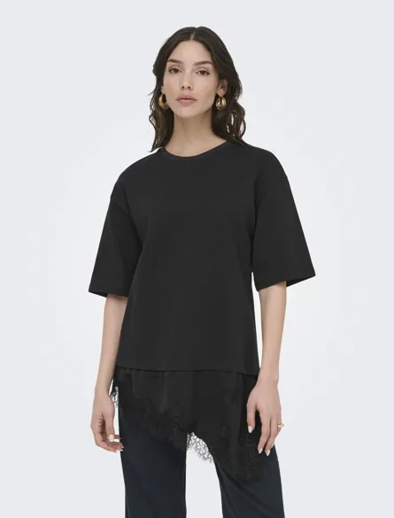 JDYALMA 2/4 LACE DETAIL T-SHIRT JRS EXP