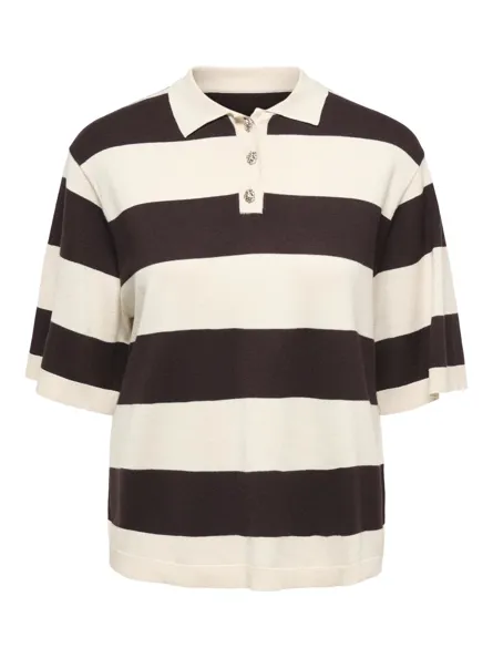 JDYNELLY 2/4 POLO BUTTON PULLOVER KNT