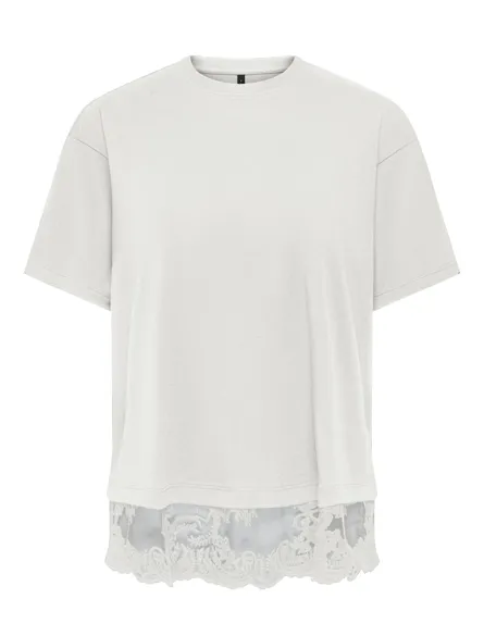 ONLVIVVI S/S LACE BOTTOM TOP JRS NOOS