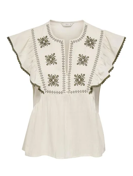 PGROMINA S/S EMB TOP WVN