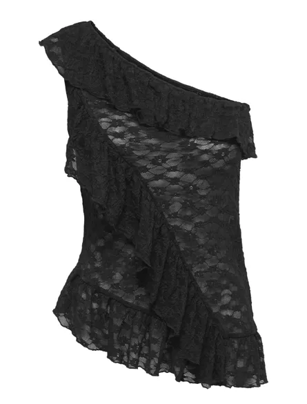 STUSIA ONESHOULDER LACE FLOUNCE TOP JRS