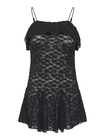 STUSIA STRAP LACE FLOUNCE LONG TOP JRS