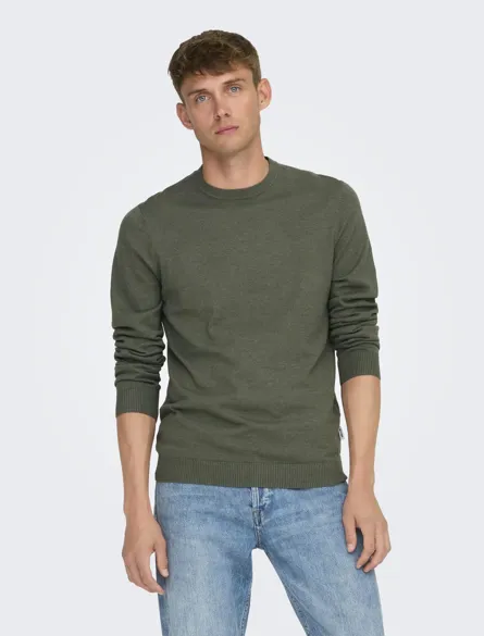 ONSLOUI REG 12 MEL CREW KNIT NOOS