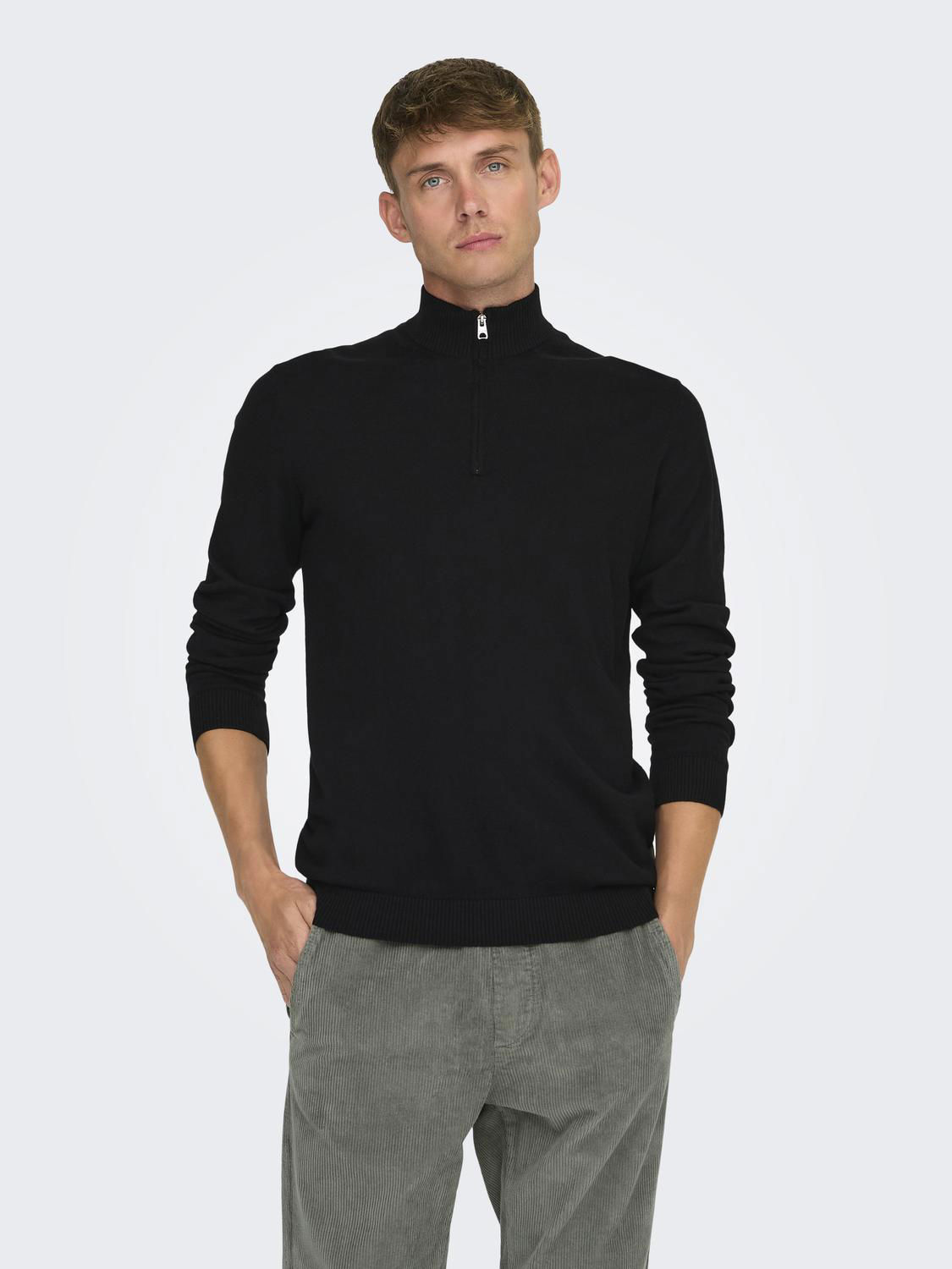 ONSLOUI REG 12 MEL HALF ZIP KNIT NOOS