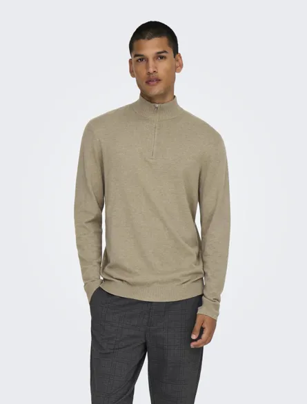 ONSLOUI REG 12 MEL HALF ZIP KNIT NOOS