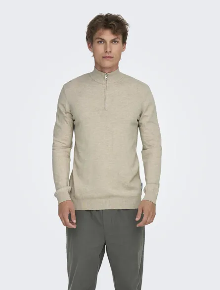 ONSLOUI REG 12 MEL HALF ZIP KNIT NOOS
