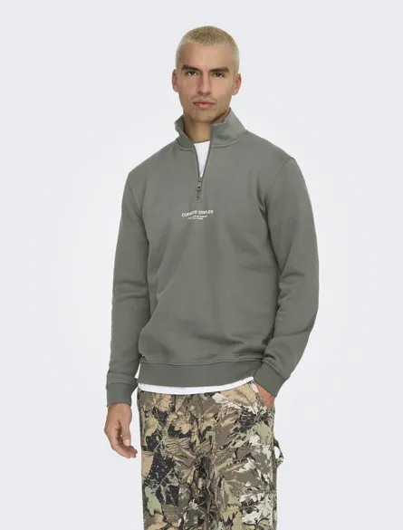ONSCURATED REG HALF ZIP SWEAT NOOS