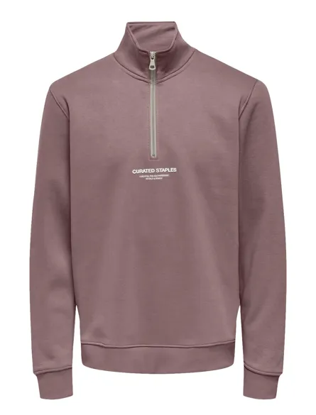 ONSCURATED REG HALF ZIP SWEAT NOOS