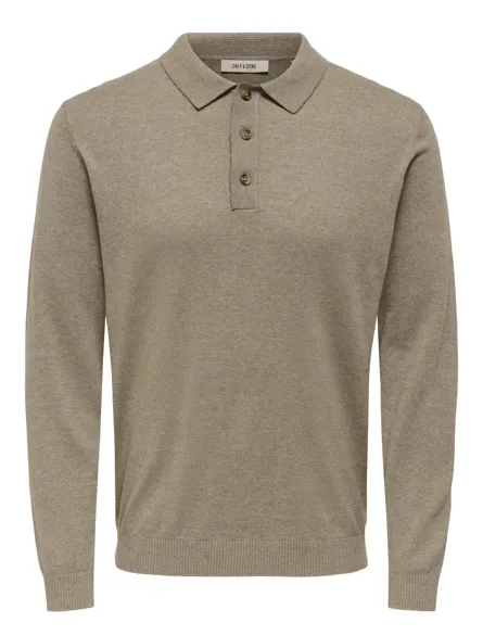 ONSLOUI REG 12 LS MEL POLO KNIT NOOS
