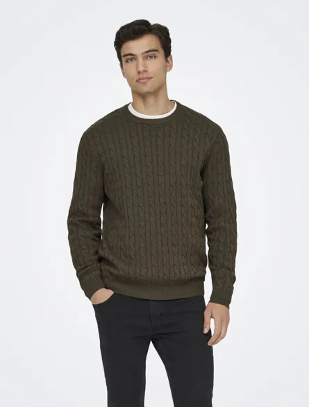 ONSLOUI REG 12 CABEL CREW KNIT NOOS
