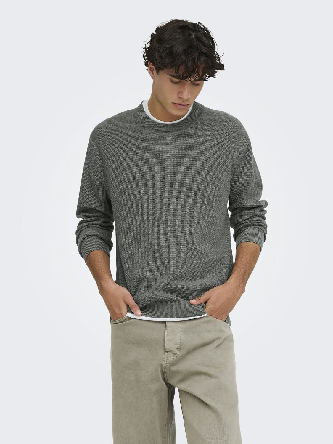 ONSJOEY RLX MELANGE LS WAFFLE KNIT NOOS