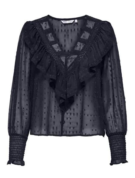 ONLELEANOR Chic V-hals topp med lange ermer