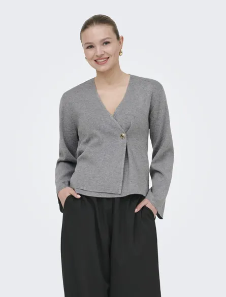 ONLJING LS VNECK ONE BUTTON CARDI EX KNT