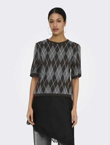 JDYMAGGY S/S ARGYLE PULLOVER KNT