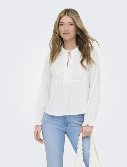 ONLVICKY LIFE L/S EMB TOP WVN NOOS