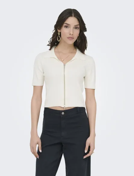 JDYNANNA S/S SHORT ZIP CARDIGAN KNT
