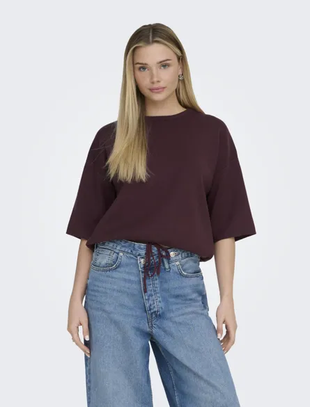 ONLSITERI SS LOOSE TIE O-NECK TOP CC KNT