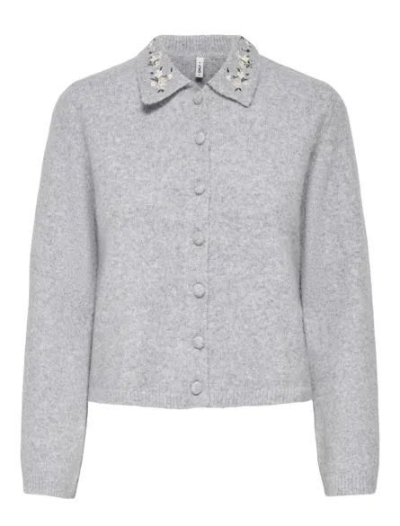 ONLSHERI LS EMB COLLAR CARDI EX KNT