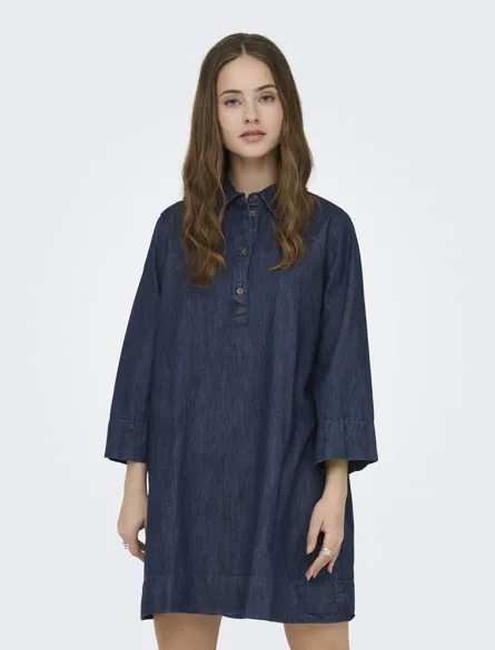 ONLAMARI Moderigtig denimkjole med skjortekrave og Regular Fit