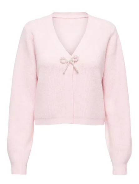 STUANNA Feminin strikket cardigan med V-hals og lange ermer