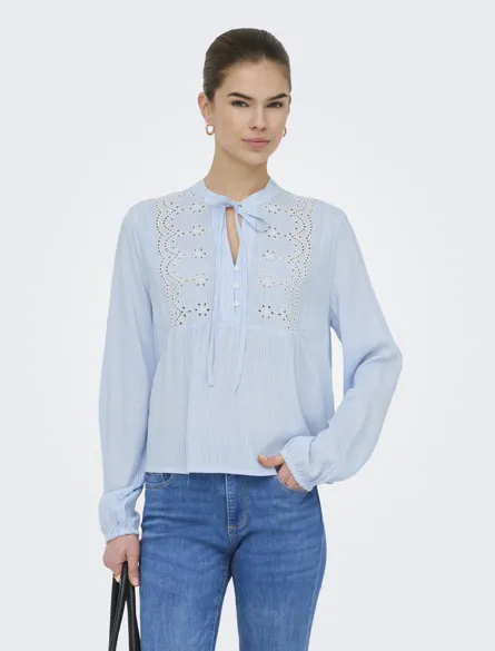 ONLLENNYO LS EMBROID V-NECK TOP NOOS WVN