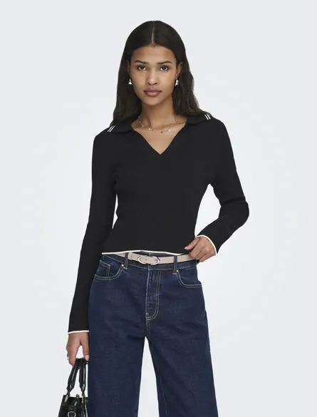 JDYNANNA L/S SHORT COLLAR PULLOVER KNT