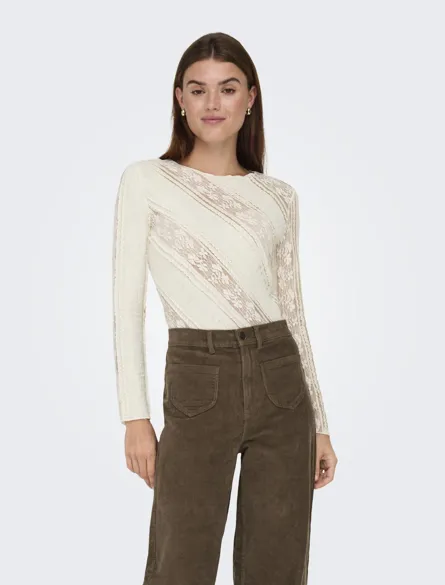 ONLSAGE LS LACE TOP OX WVN