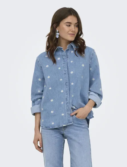 ONLVERA L/S DAISY EMB SHIRT DNM AZG
