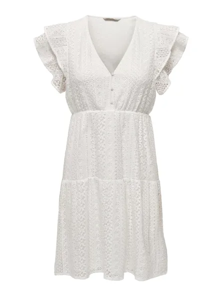 ONLHELENA Kleid mit V-Ausschnitt und Spitzendetail