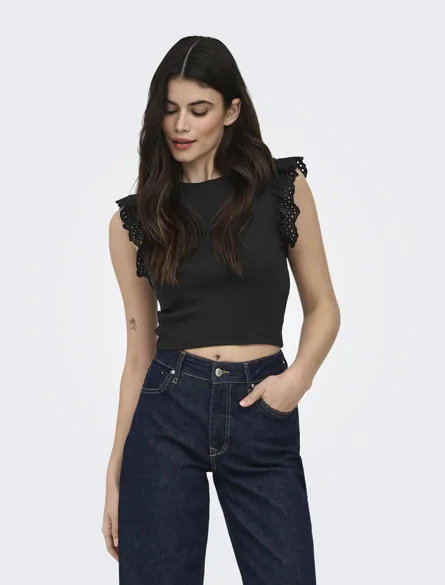 ONLMATHILDA S/L LACE DETAIL TOP JRS NOOS